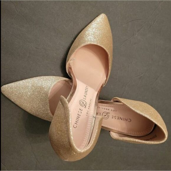 BRAND NEW CHINESE LAUNDRY POINTED TOE GOLD  SHIMMER GLITTER SHOES - Picture 16 of 16